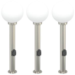 vidaXL Pollerleuchten mit Auslass 3 Stk. 80 cm Edelstahl IP44
