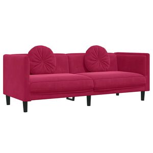 vidaXL Sofa mit Kissen 3-Sitzer Weinrot Samt
