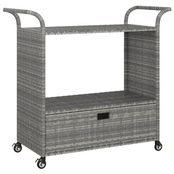 vidaXL Barwagen mit Schublade Grau 100x45x97 cm Poly Rattan