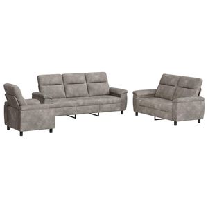 vidaXL Sofa-Set 3 pcs Hellgrau Kunstwildleder