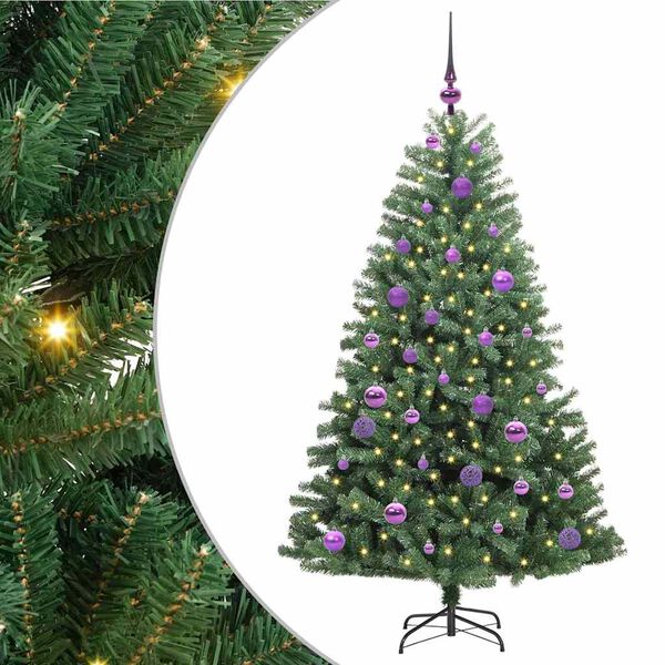 vidaXL K&uuml;nstlicher klappbarer Weihnachtsbaum mit 150 LEDs Gr&uuml;n 150 cm