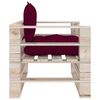vidaXL Outdoor-Sofa Paletten mit Kissen in Weinrot Kiefernholz