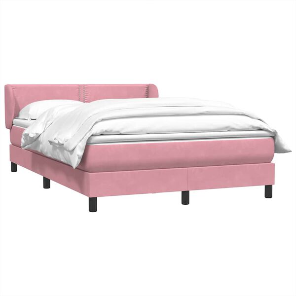 vidaXL Boxspringbett mit Matratze Rosa 160x210 cm Samt