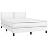 vidaXL Boxspringbett mit Matratze Wei&szlig; 140x190 cm Kunstleder