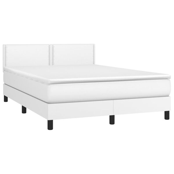 vidaXL Boxspringbett mit Matratze Wei&szlig; 140x190 cm Kunstleder