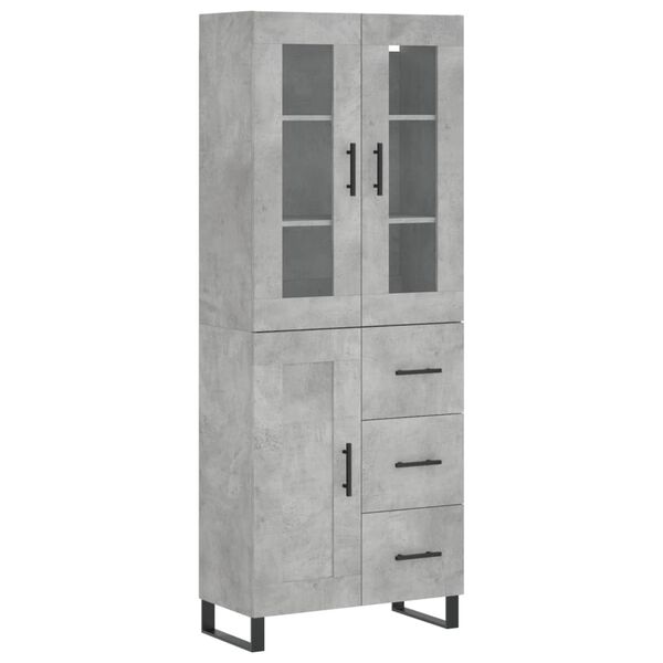 vidaXL Highboard Betongrau 69,5x34x180 cm Holzwerkstoff