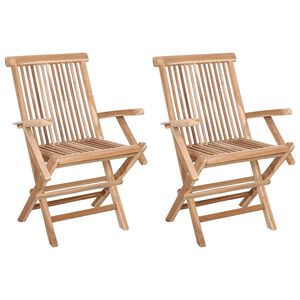vidaXL Klappbarer Gartenstuhl 2 stk. Natur Massivholz Teak