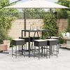 vidaXL 7-tlg. Gartenbar-Set mit Kissen Schwarz Poly Rattan
