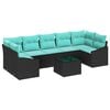 vidaXL Sofa Set mit Kissen 8 pcs Schwarz und T&uuml;rkis Poly-Rattan