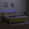 vidaXL Boxspringbett mit Matratze & LED Gr&uuml;n 180x200 cm Stoff
