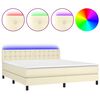 vidaXL Boxspringbett mit Matratze & LED Creme 180x200 cm Kunstleder
