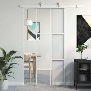 vidaXL Schiebet&uuml;r Wei&szlig; 76x205 cm Hartglas und Aluminium