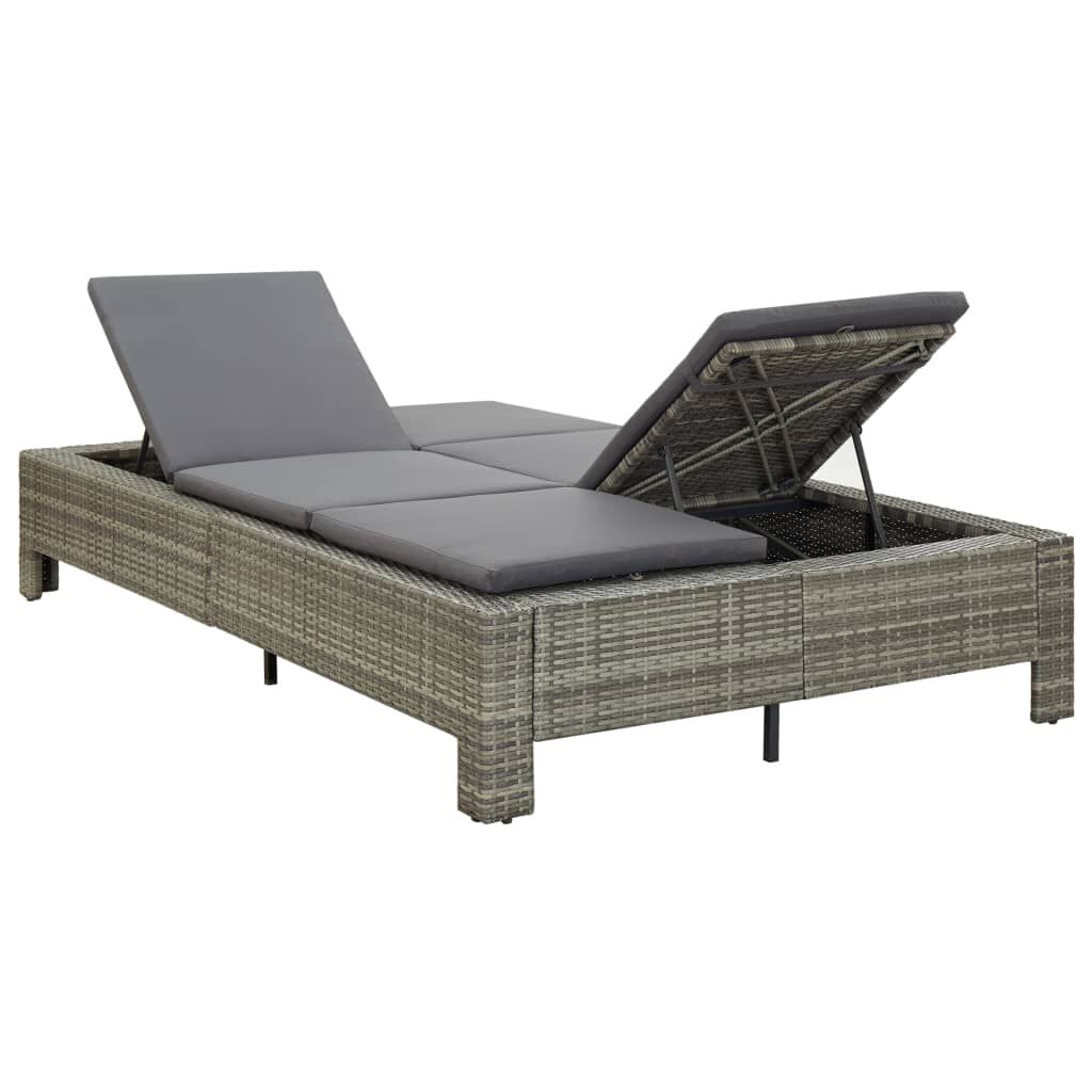 VidaXL Sonnenliege Mit Auflage – Poly Rattan In Grau, Langlebig & Wetterfest
