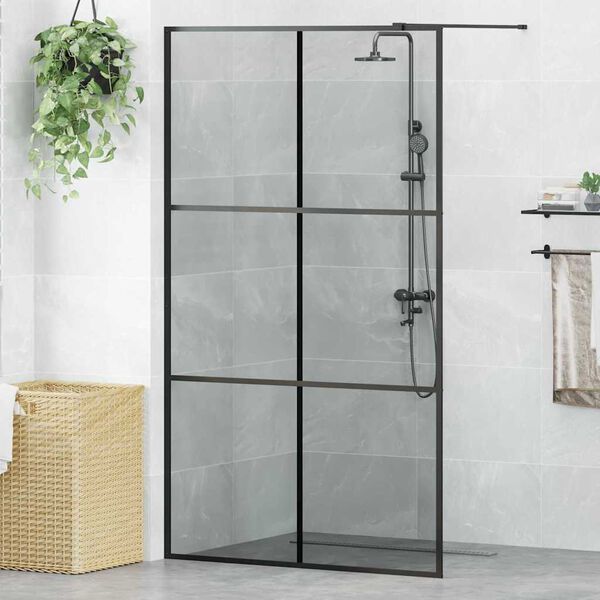 vidaXL Walk-in Duschwand Schwarz 115 x 195 cm Geh&auml;rtetes Glas