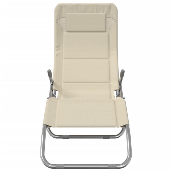vidaXL Sonnenliegen 2 Stk. Creme Textilene & Pulverbeschichteter Stahl