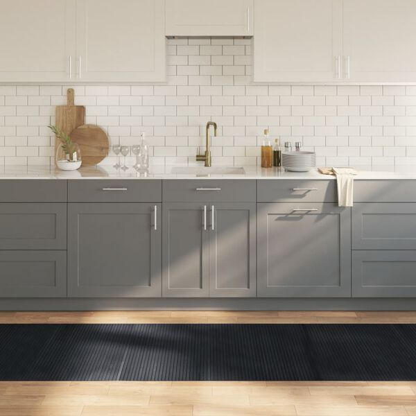 vidaXL Teppich Rechteckig Schwarz 80x400 cm Bambus