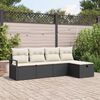vidaXL Sofa Set mit Kissen 5 pcs Schwarz und Creme Poly-Rattan