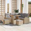 vidaXL Garten-Sofa-Set mit Kissen mit Kissen 8 pcs Beige und Hellgrau
