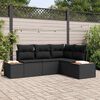 vidaXL Gartensofa-set mit Kissen mit Speicher 4 pcs Schwarz Polyrattan