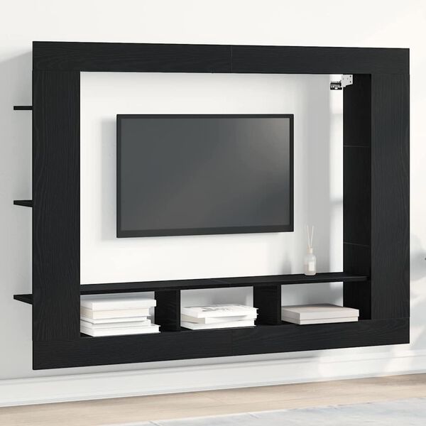 vidaXL TV-Schr&auml;nk Schwarz Eichen-Optik 152 x 22 x 113 cm Holzwerkstoff