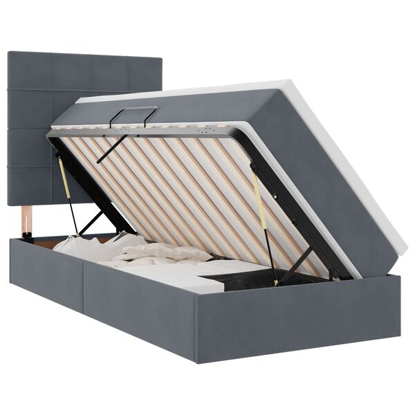 vidaXL Bett mit Stauraum und LED mit LED Dunkelgrau 90 x 200 cm Samt