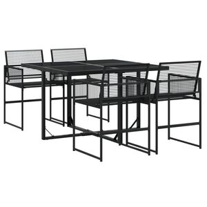 vidaXL 5-tlg. Garten-Essgruppe Schwarz Poly Rattan