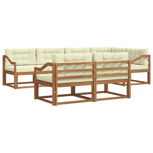 vidaXL Outdoor-Sofagarnitur mit Kissen 7 pcs Natur und Creme