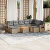 vidaXL 10-tlg. Garten-Sofagarnitur mit Kissen Beige Poly Rattan