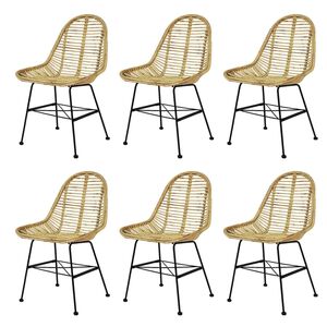 vidaXL Esszimmerst&uuml;hle 6 Stk. Rattan Natur