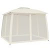 vidaXL Pavillon mit Doppeldach & Netzw&auml;nden Creme 2,93x2,93 m Stahl