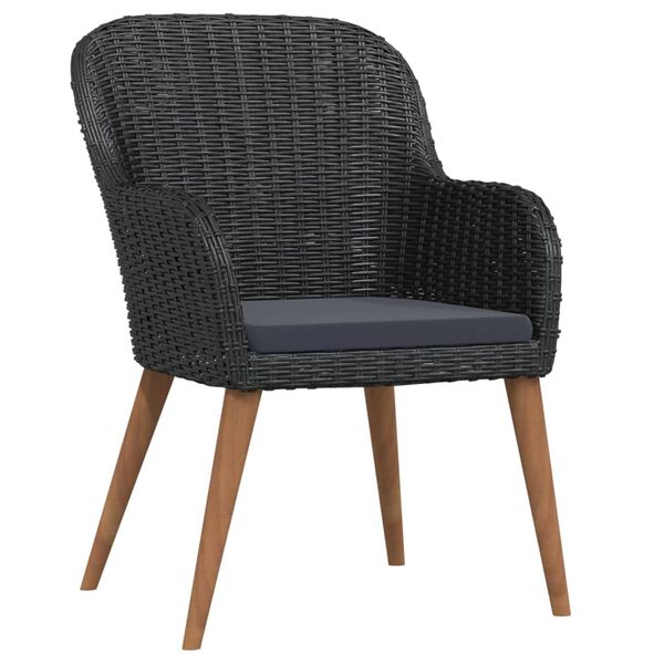 vidaXL 5-tlg. Garten-Essgruppe mit Kissen Schwarz