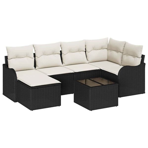 vidaXL Gartensofa-set Schwarz Poly-Rattan