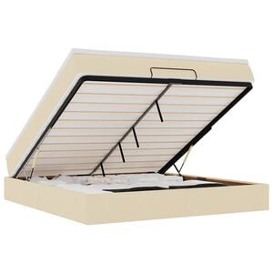 vidaXL Ottoman-Bett mit Matratze Creme 160x200 cm Stoff