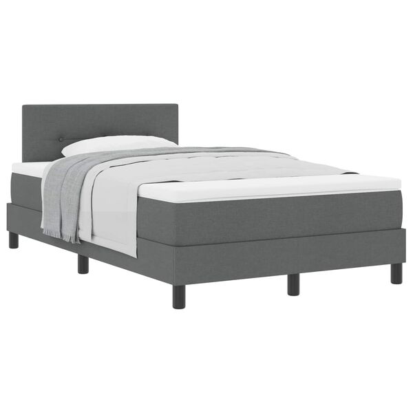 vidaXL Boxspringbett mit Matratze Dunkelgrau 120 x 190 cm Stoff
