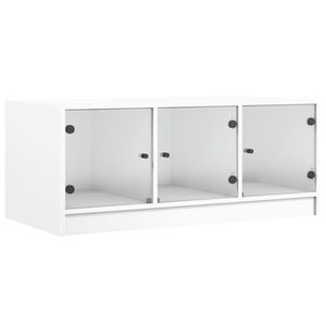 vidaXL Couchtisch mit Glast&uuml;ren Wei&szlig; 102x50x42 cm