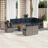 vidaXL 11-teiliges Gartensofa-Set mit Kissen, grau, Polyrattan