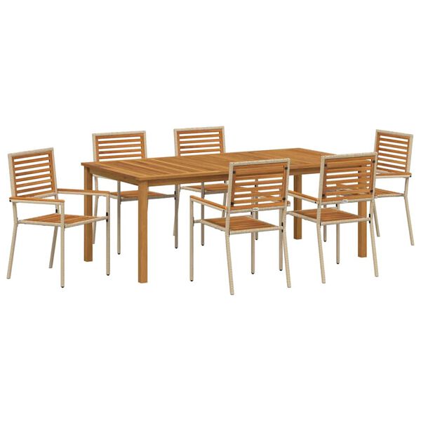 vidaXL Garten Essgruppe 7 pcs Beige Massivholz Akazie