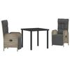 vidaXL Garten Essgruppe 3 stk. Grau Poly-Rattan