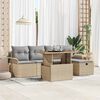 vidaXL Garten-Sofa-Set mit Kissen mit Speicher 6 pcs Beige Poly Rattan