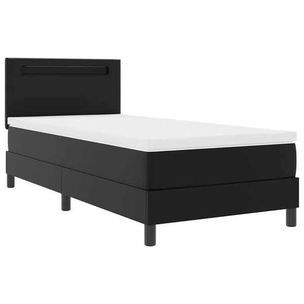 vidaXL Boxspringbett mit Matratze Schwarz 90 x 200 cm Kunstleder