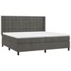 vidaXL Boxspringbett mit Matratze & LED Dunkelgrau 200x200 cm Samt