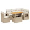 vidaXL 6-tlg. Garten-Sofagarnitur mit Kissen Beige Poly Rattan
