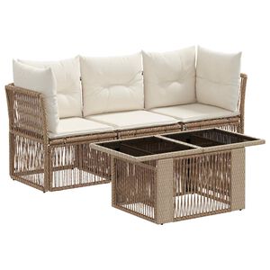 vidaXL Gartensofa-set 4 stk. Beige Poly-Rattan