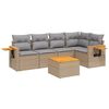 vidaXL 6-tlg. Garten-Sofagarnitur mit Kissen Beige Poly Rattan