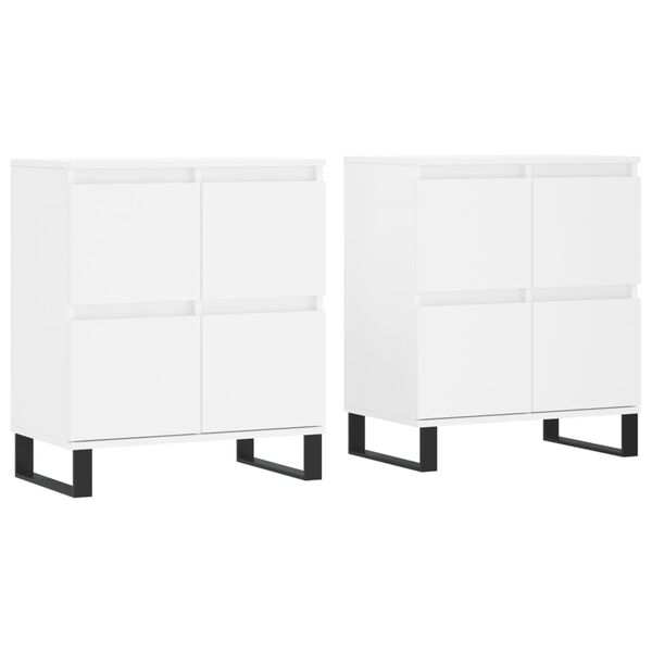 vidaXL Sideboards 2 Stk. Wei&szlig; Holzwerkstoff