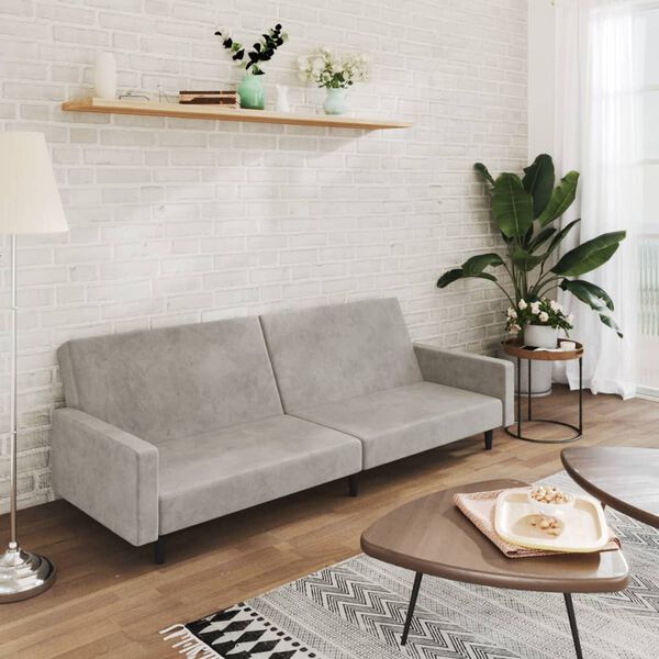 vidaXL Schlafsofa 2-Sitzer Hellgrau Samt