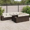 vidaXL 11-tlg. Garten-Sofagarnitur mit Kissen Braun Poly Rattan