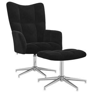 vidaXL Relaxsessel mit Hocker Schwarz Samt