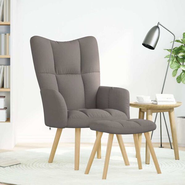 vidaXL Relaxsessel mit Hocker Taupe Stoff