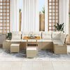 vidaXL Gartensofa-set mit Kissen mit Speicher 9 pcs Beige Poly Rattan